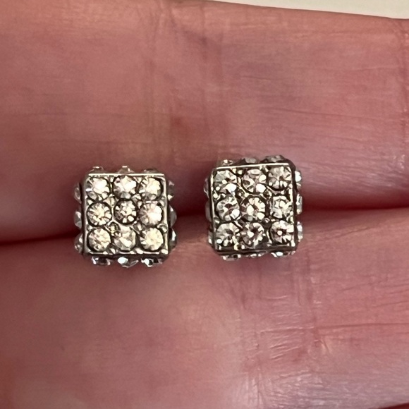 Dainty Cz Square Stud Earrings - Picture 4 of 7